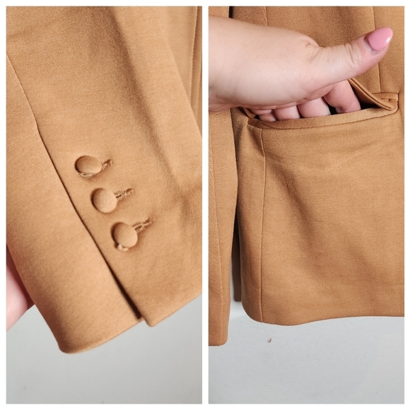 NWT Blank NYC Tan Ponte Fringe Blazer Jacket Women's Size XS - Picture 3 of 16